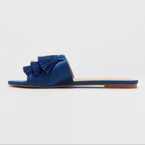 Women's Benetta Tassel Slide Sandals Blue-B1 - Picture 3 of 7